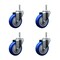 Service Caster 4 Inch Blue Polyurethane Wheel Swivel 34 Inch Threaded Stem Caster Set Service Caster SCC-TS20S414-PPUB-BLUE-34212-4 - alternate 1